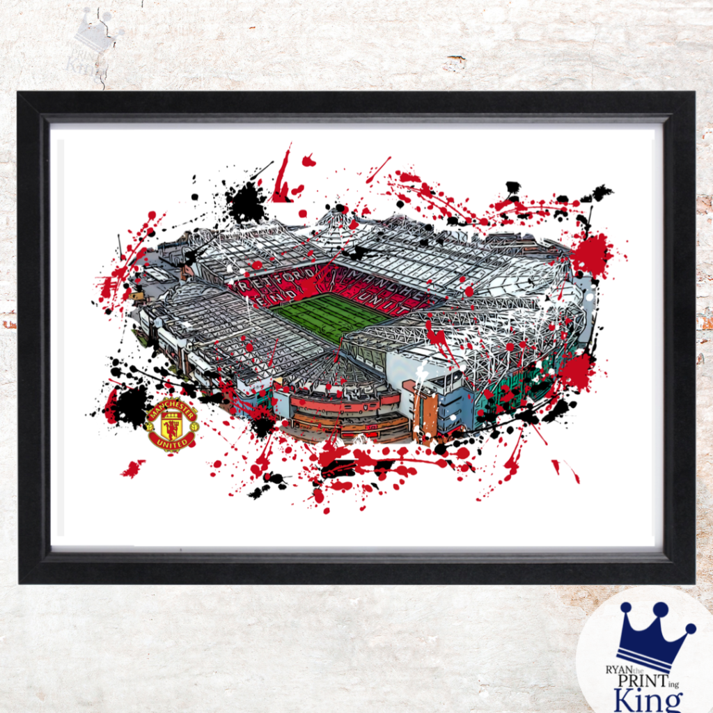 # Old Trafford Football Stadium comic Splash effect print – Ryan The ...