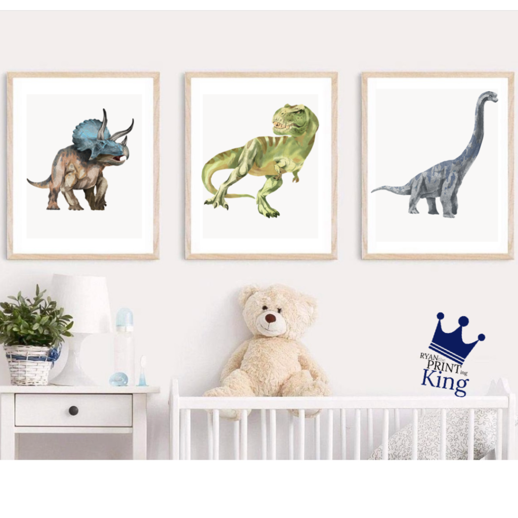 Dinosaur Jurassic watercolour effect print set x 3 – Ryan The Printing King